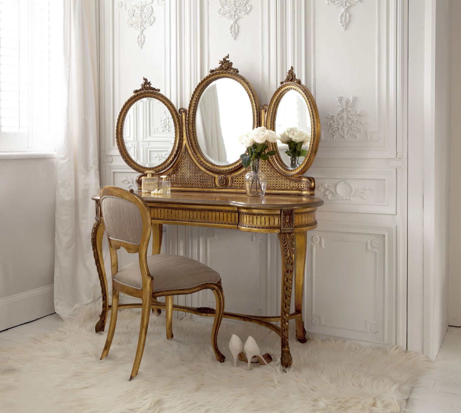 The French Bedroom Co, Versailles Gold Gilt Dressing Table